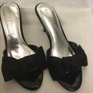 White House Black Market “Ingrid” Satin Bow Slides